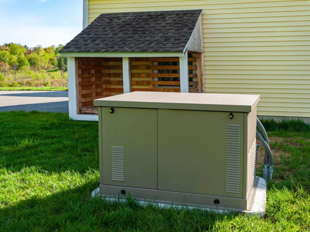 A whole-home generator installed outside a Michigan home, ready to provide backup power during outages.
